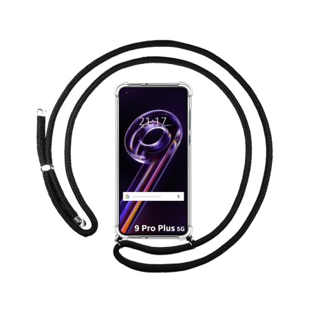 Funda Colgante Transparente para Realme 9 Pro Plus 5G con Cordon Negro