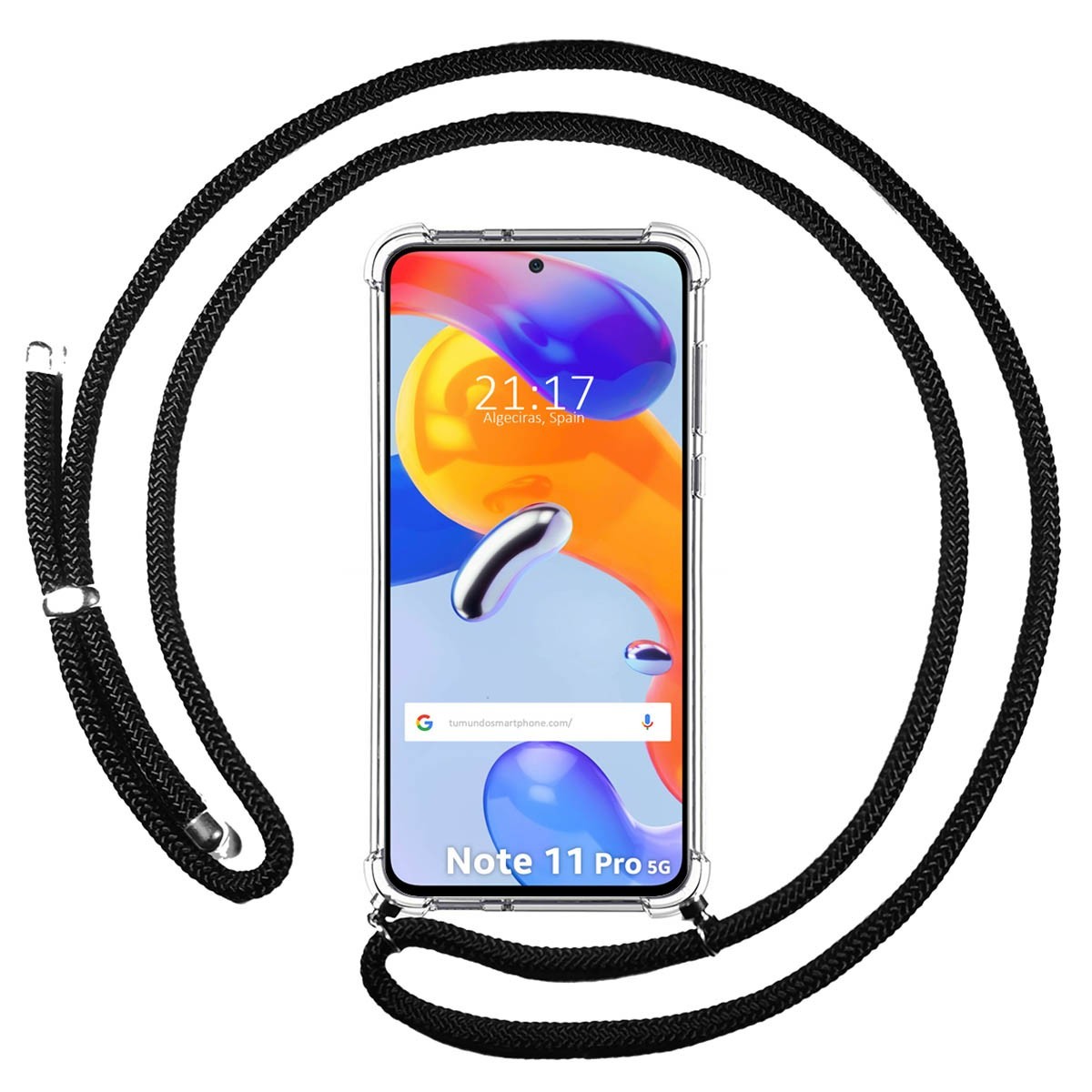 Funda Colgante Transparente para Xiaomi Redmi Note 11 Pro / 11 Pro 5G con Cordon Negro