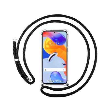 Funda Colgante Transparente para Xiaomi Redmi Note 11 Pro / 11 Pro 5G con Cordon Negro