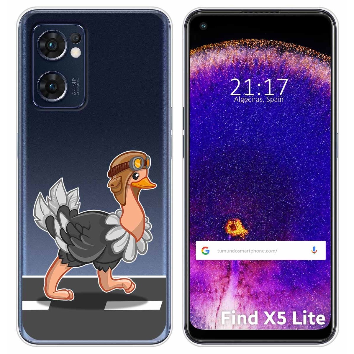 Funda Silicona Transparente para Oppo Find X5 Lite 5G diseño Avestruz Dibujos
