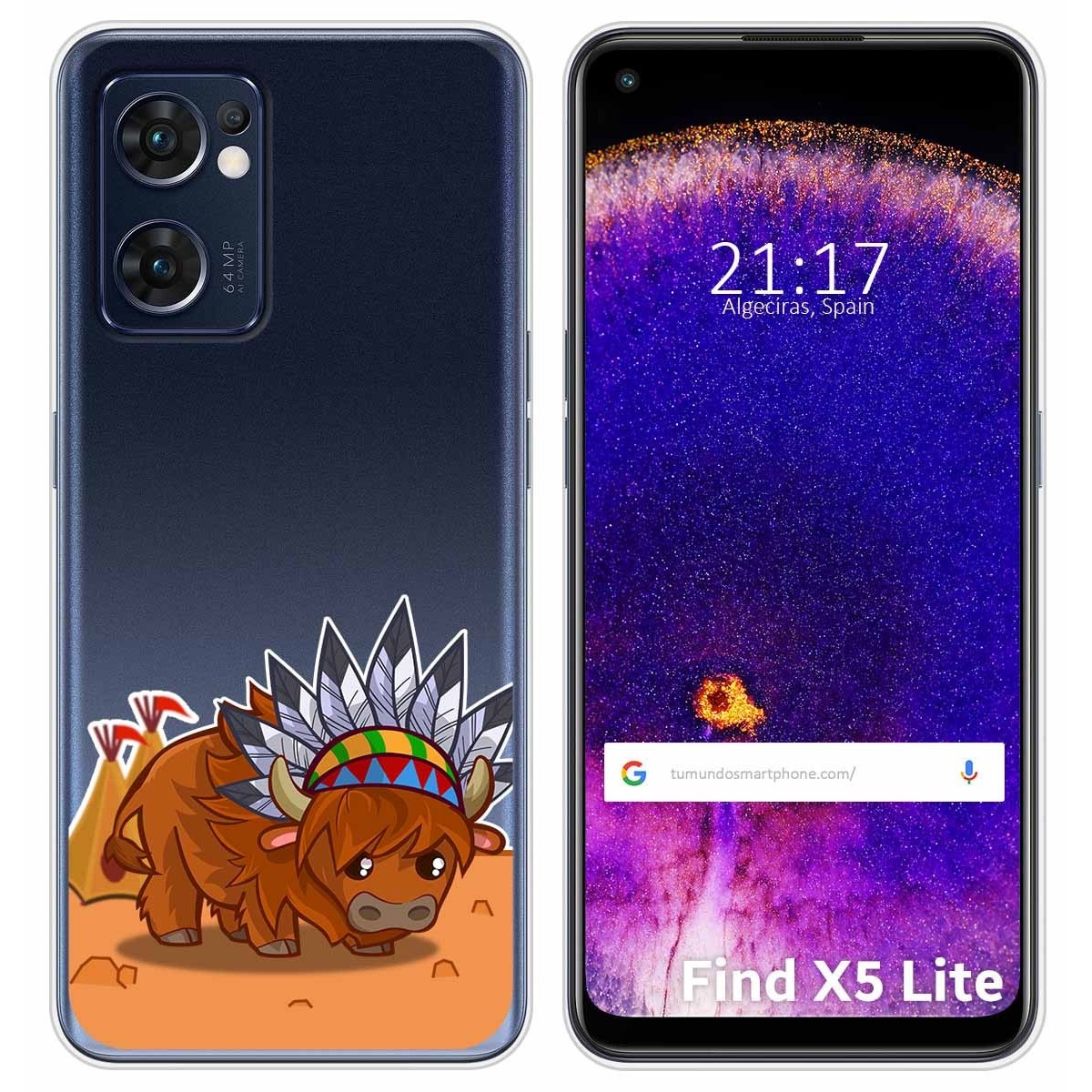 Funda Silicona Transparente para Oppo Find X5 Lite 5G diseño Bufalo Dibujos