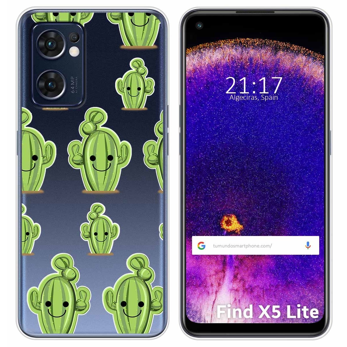 Funda Silicona Transparente para Oppo Find X5 Lite 5G diseño Cactus Dibujos
