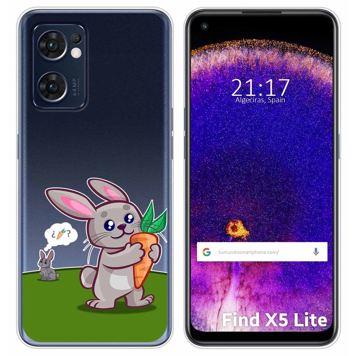 Funda Silicona Transparente para Oppo Find X5 Lite 5G diseño Conejo Dibujos