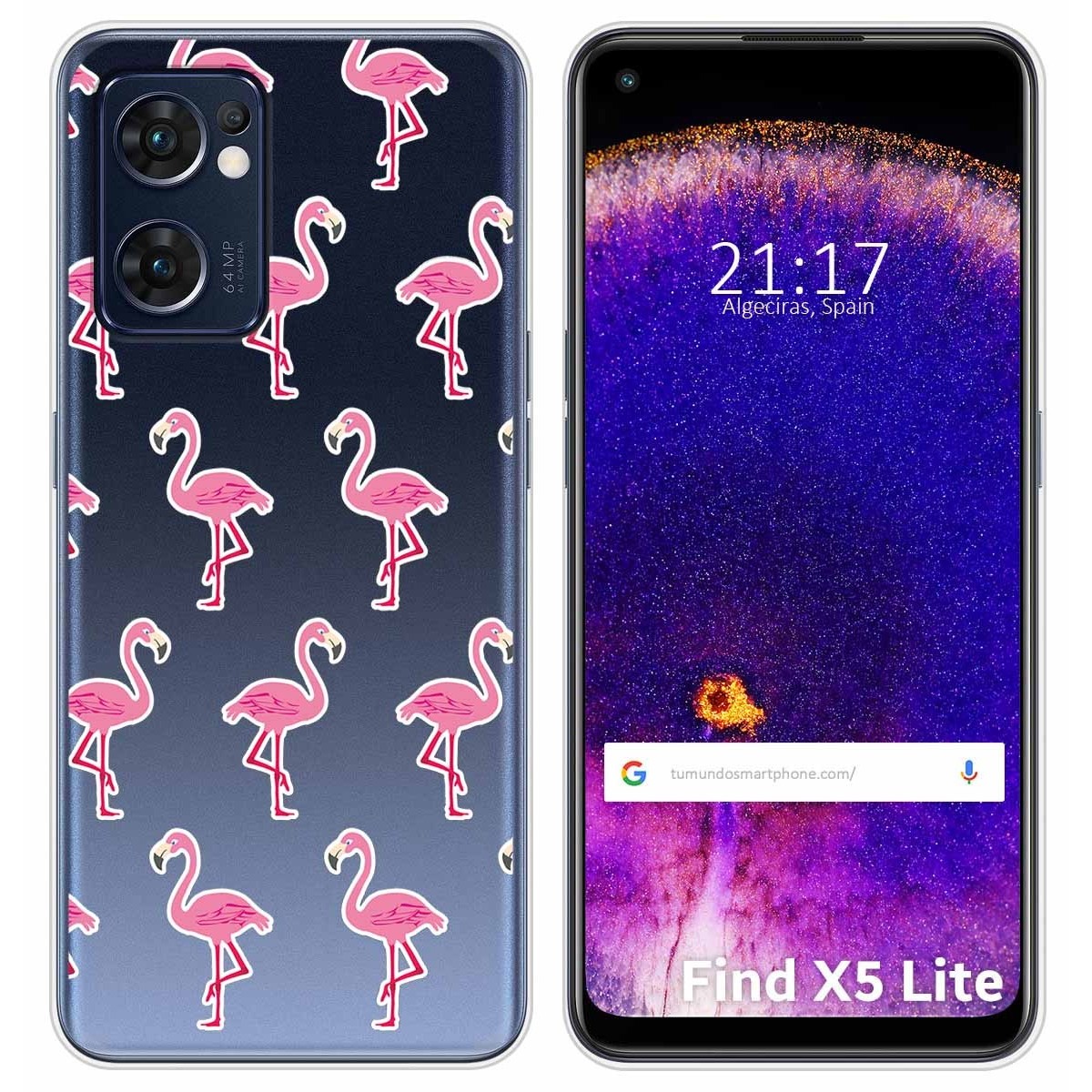 Funda Silicona Transparente para Oppo Find X5 Lite 5G diseño Flamenco Dibujos