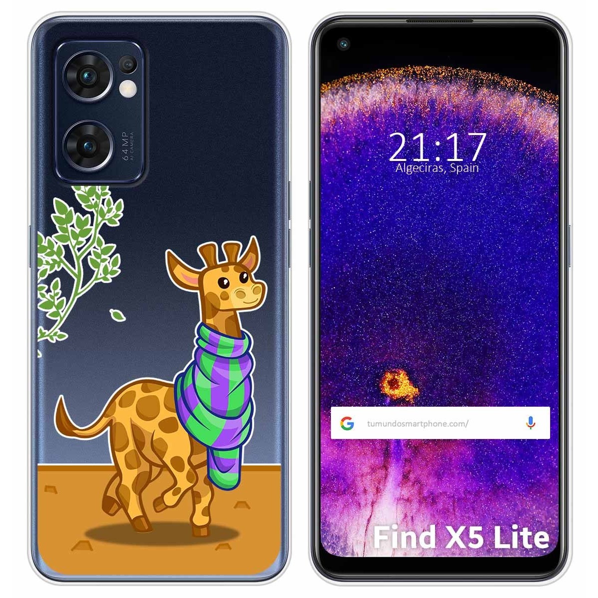 Funda Silicona Transparente para Oppo Find X5 Lite 5G diseño Jirafa Dibujos