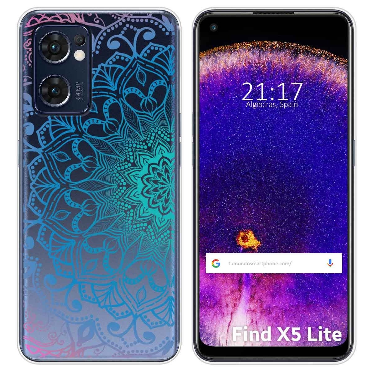 Funda Silicona Transparente para Oppo Find X5 Lite 5G diseño Mandala Dibujos