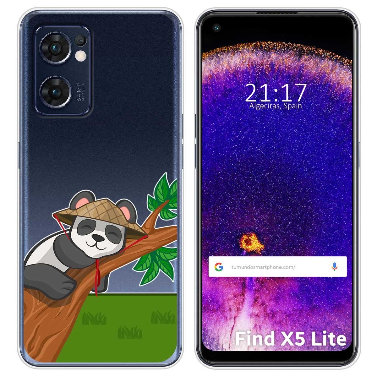 Funda Silicona Transparente para Oppo Find X5 Lite 5G diseño Panda Dibujos