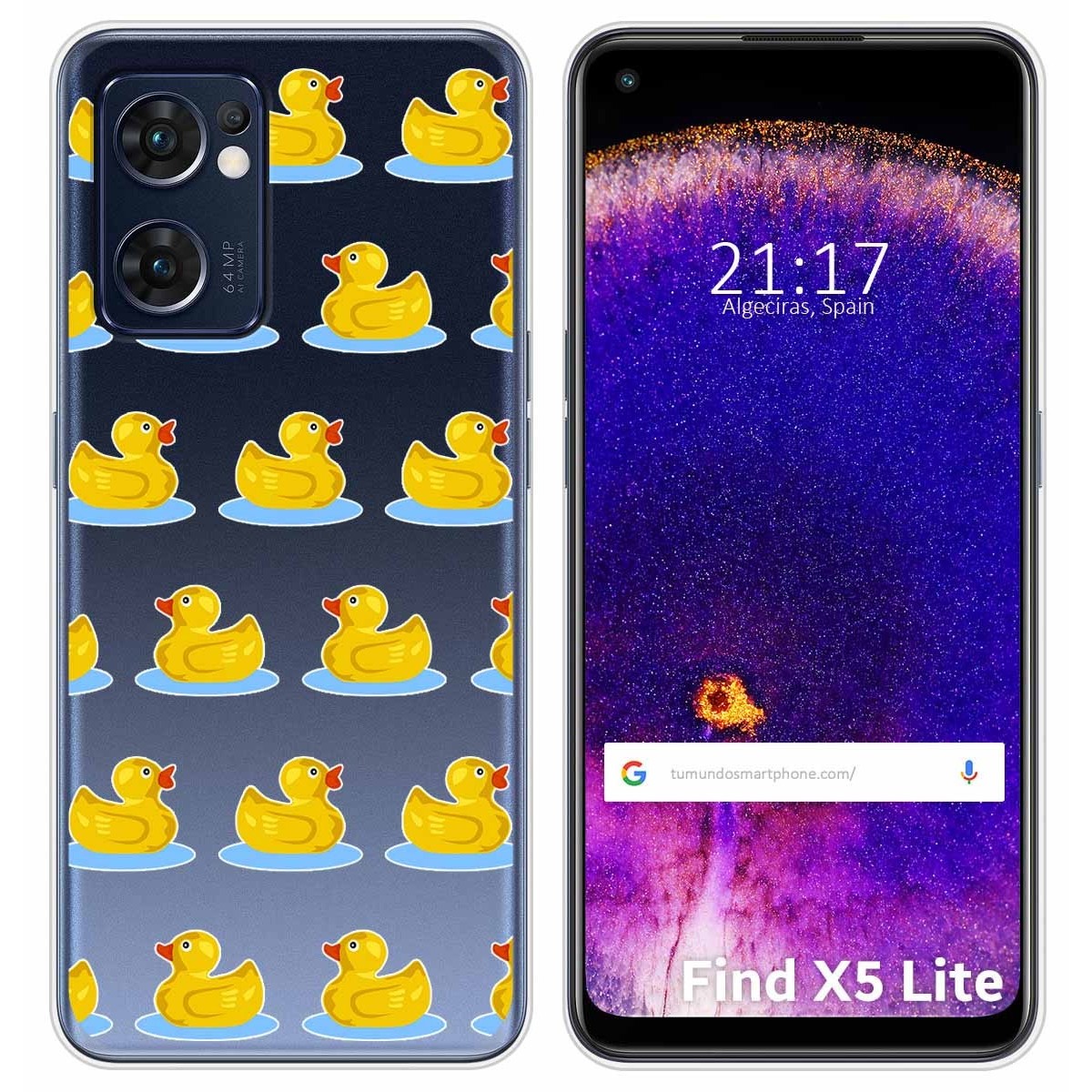 Funda Silicona Transparente para Oppo Find X5 Lite 5G diseño Pato Dibujos