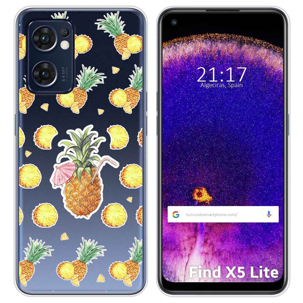 Funda Silicona Transparente para Oppo Find X5 Lite 5G diseño Piña Dibujos