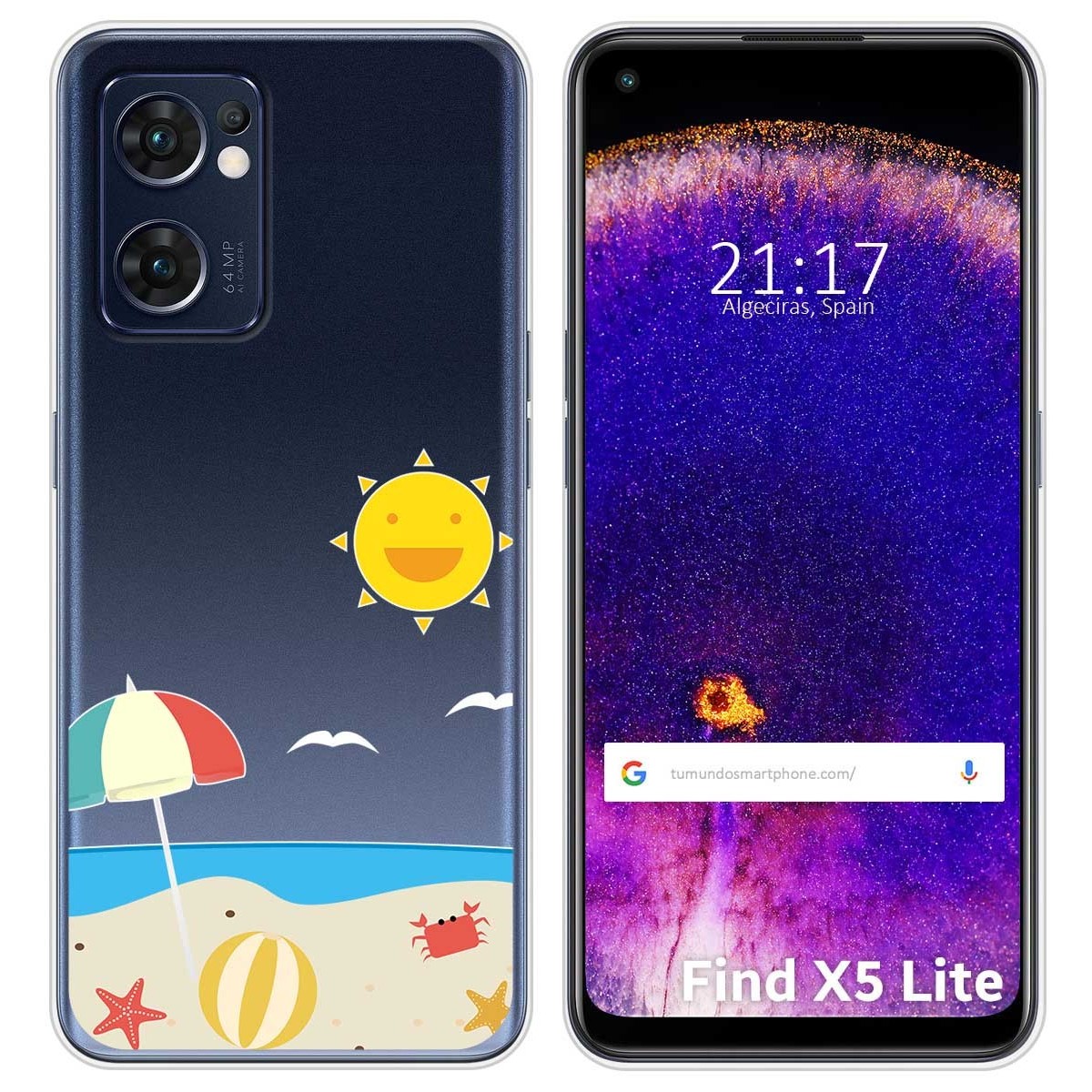 Funda Silicona Transparente para Oppo Find X5 Lite 5G diseño Playa Dibujos