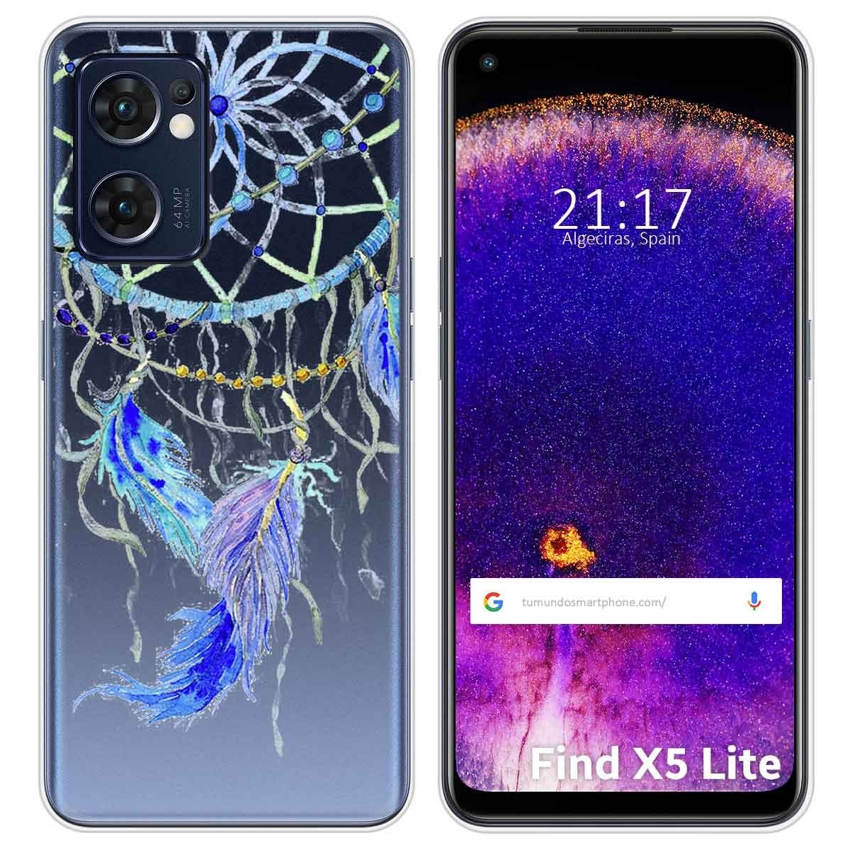 Funda Silicona Transparente para Oppo Find X5 Lite 5G diseño Plumas Dibujos
