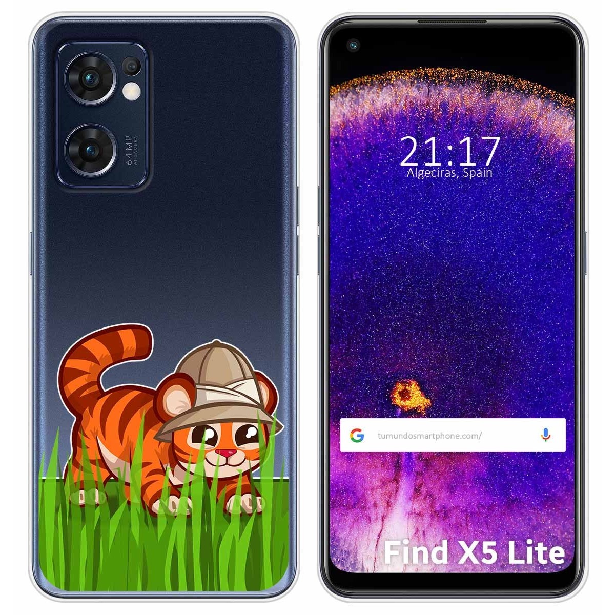 Funda Silicona Transparente para Oppo Find X5 Lite 5G diseño Tigre Dibujos
