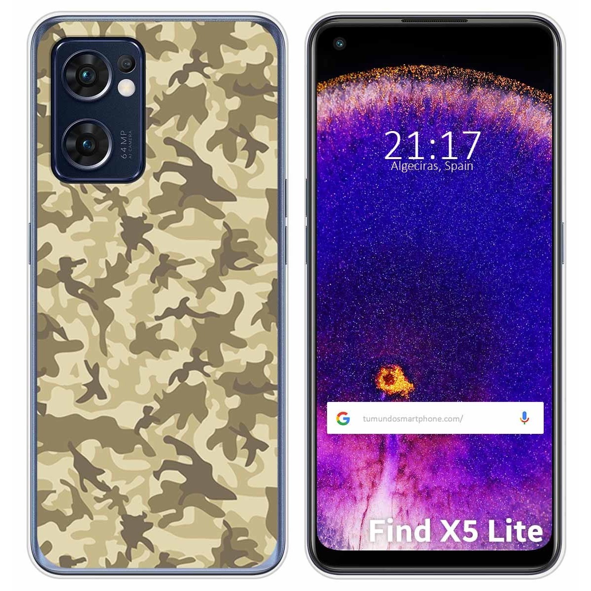 Funda Silicona para Oppo Find X5 Lite 5G diseño Sand Camuflaje Dibujos