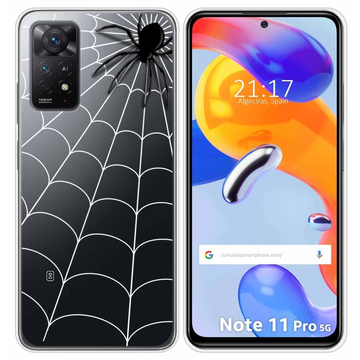 Funda Silicona Transparente para Xiaomi Redmi Note 11 Pro / 11 Pro 5G diseño Araña Dibujos