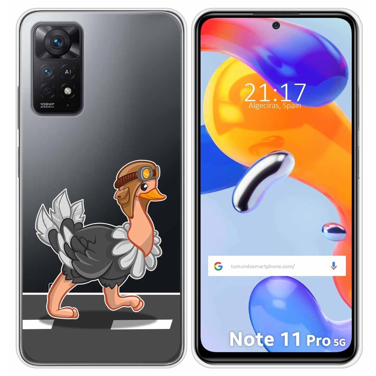 Funda Silicona Transparente para Xiaomi Redmi Note 11 Pro / 11 Pro 5G diseño Avestruz Dibujos