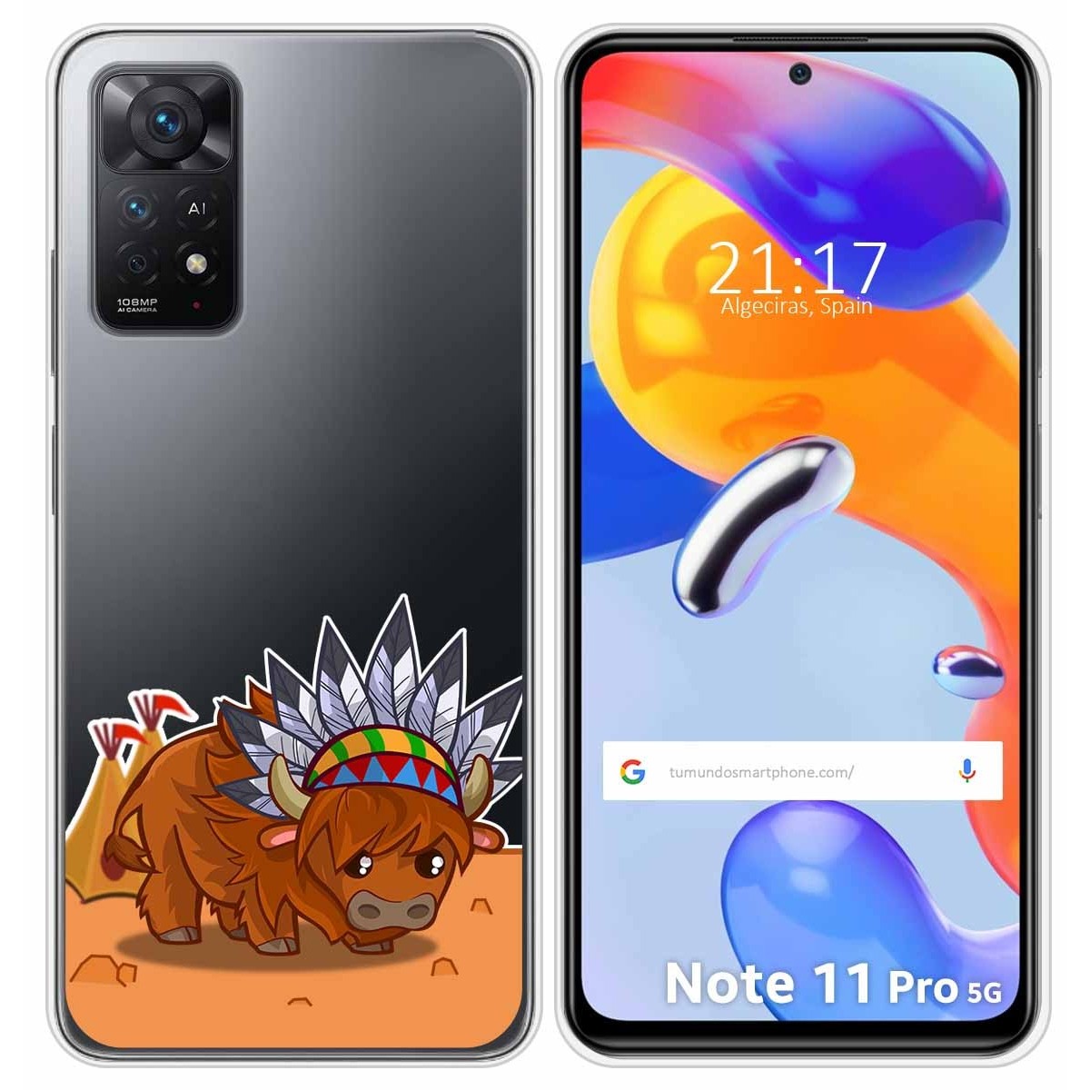 Funda Silicona Transparente para Xiaomi Redmi Note 11 Pro / 11 Pro 5G diseño Bufalo Dibujos