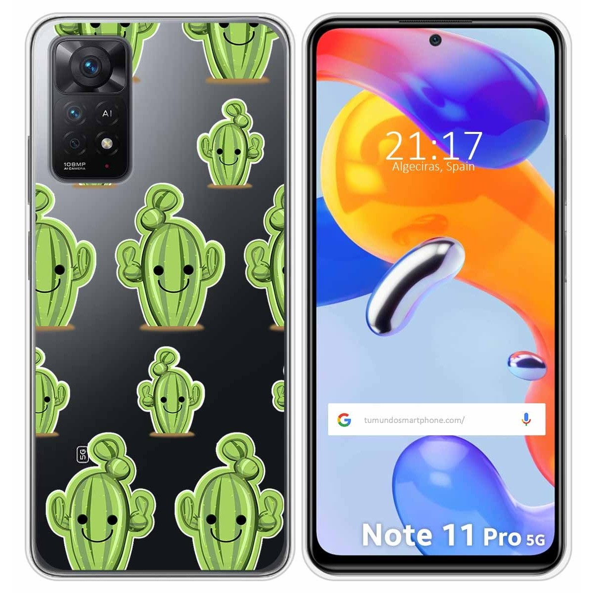 Funda Silicona Transparente para Xiaomi Redmi Note 11 Pro / 11 Pro 5G diseño Cactus Dibujos