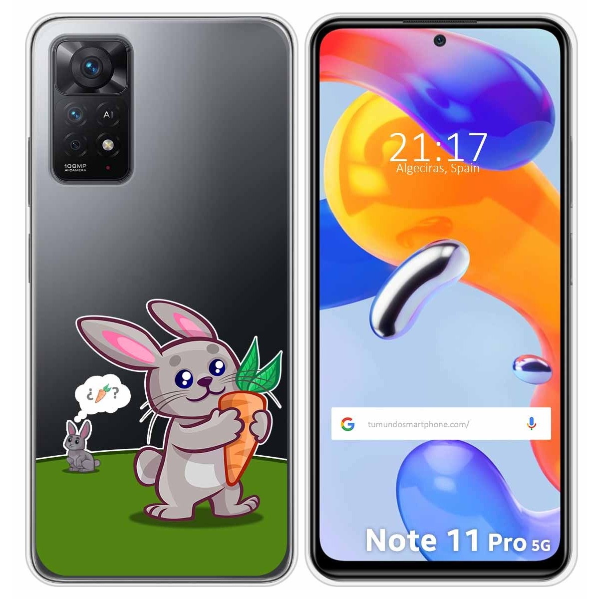 Funda Silicona Transparente para Xiaomi Redmi Note 11 Pro / 11 Pro 5G diseño Conejo Dibujos