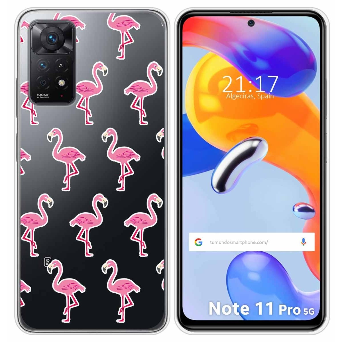 Funda Silicona Transparente para Xiaomi Redmi Note 11 Pro / 11 Pro 5G diseño Flamenco Dibujos