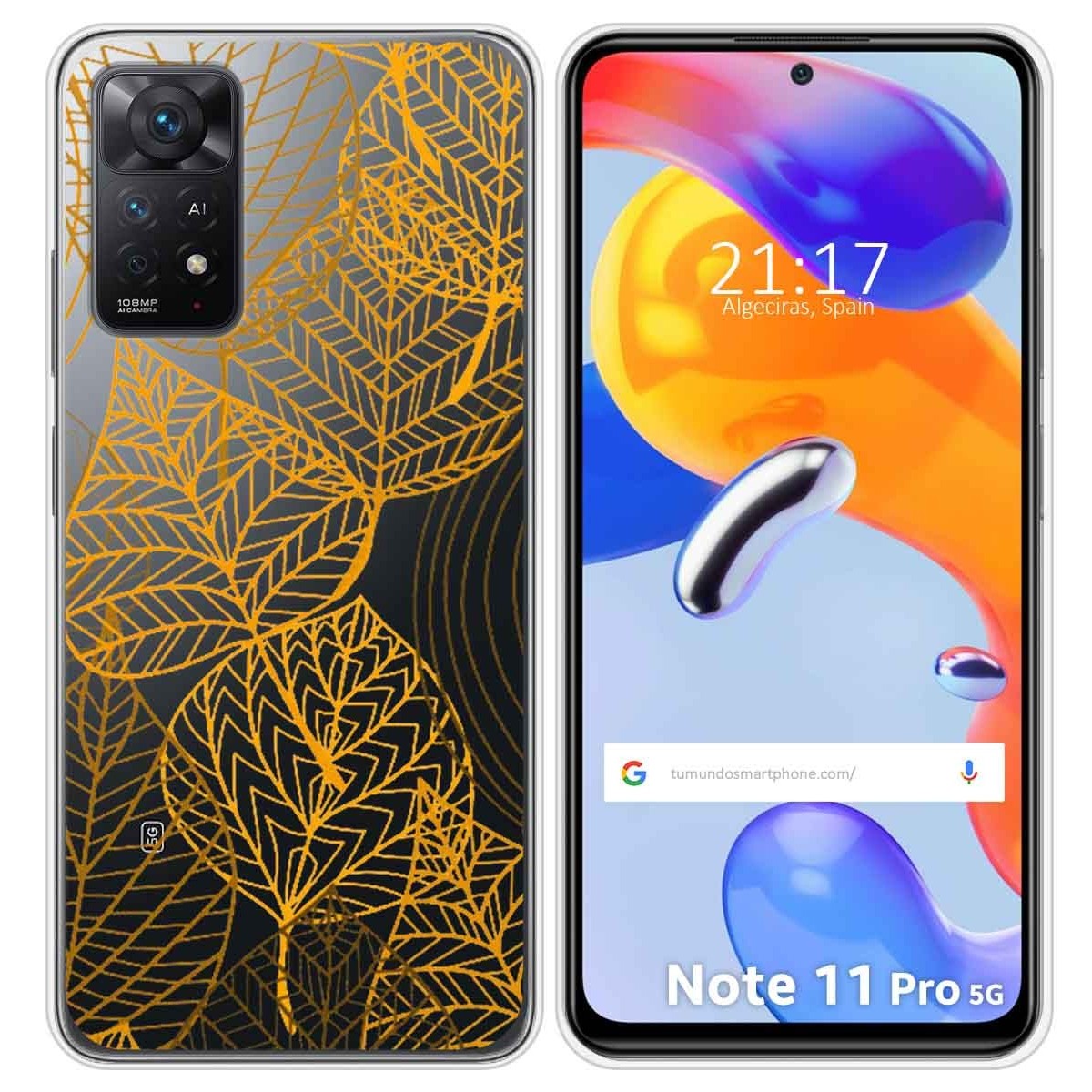 Funda Silicona Transparente para Xiaomi Redmi Note 11 Pro / 11 Pro 5G diseño Hojas Dibujos