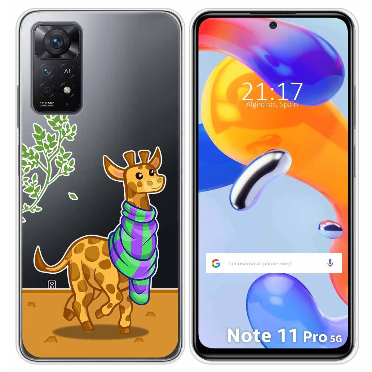 Funda Silicona Transparente para Xiaomi Redmi Note 11 Pro / 11 Pro 5G diseño Jirafa Dibujos