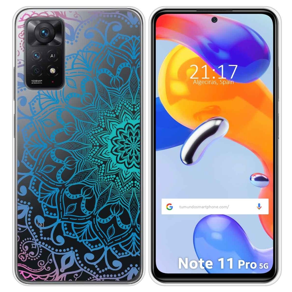 Funda Silicona Transparente para Xiaomi Redmi Note 11 Pro / 11 Pro 5G diseño Mandala Dibujos