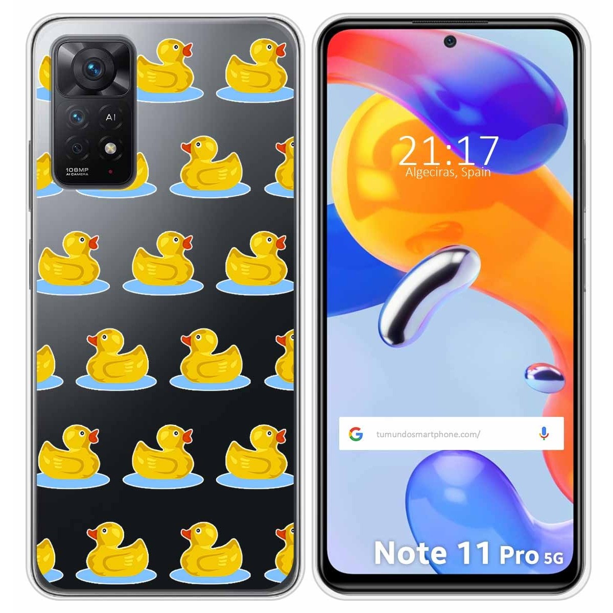 Funda Silicona Transparente para Xiaomi Redmi Note 11 Pro / 11 Pro 5G diseño Pato Dibujos
