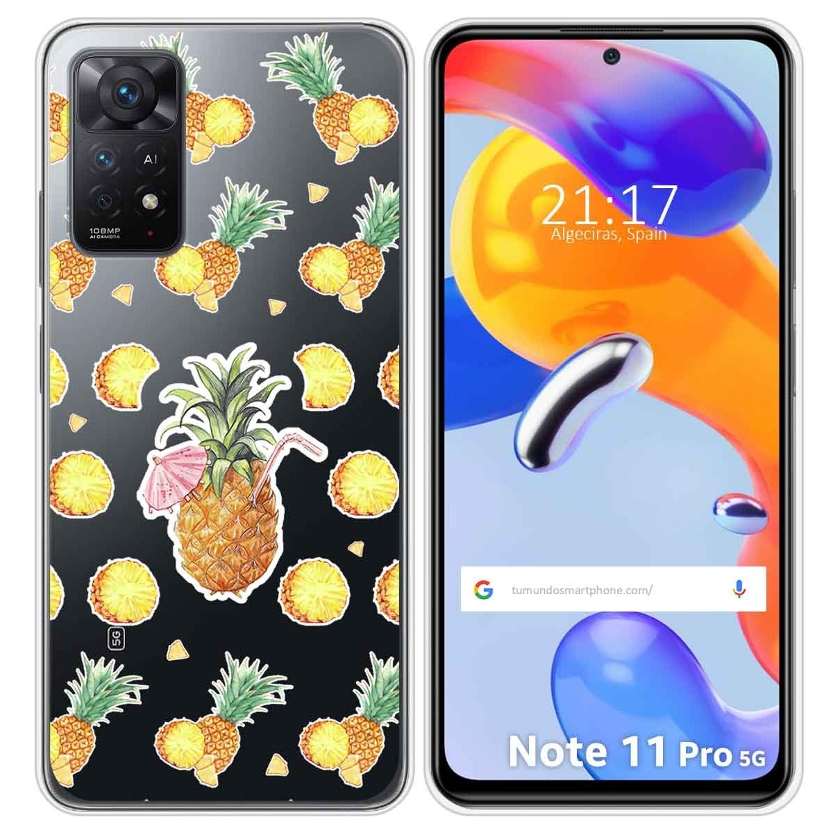 Funda Silicona Transparente para Xiaomi Redmi Note 11 Pro / 11 Pro 5G diseño Piña Dibujos