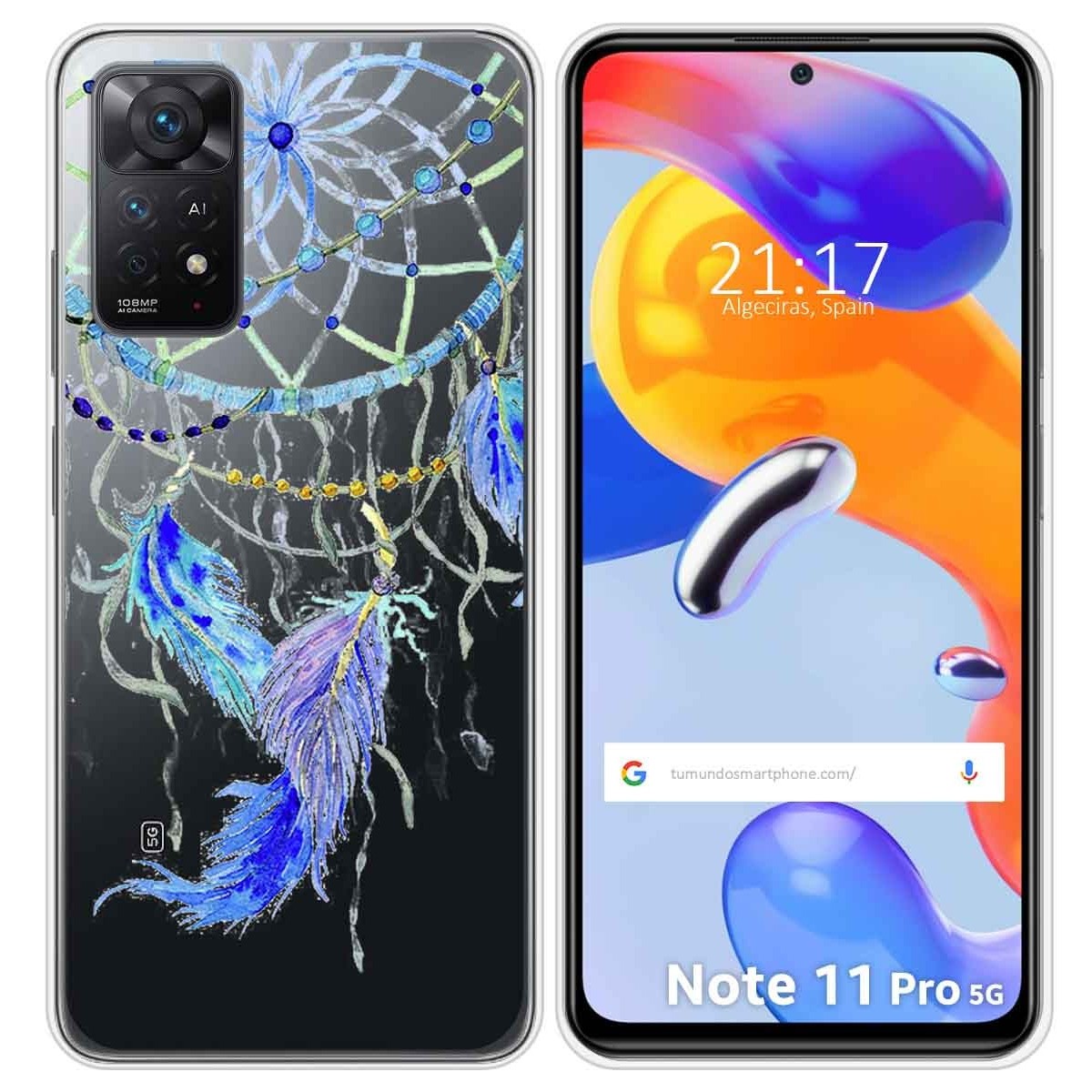 Funda Silicona Transparente para Xiaomi Redmi Note 11 Pro / 11 Pro 5G diseño Plumas Dibujos