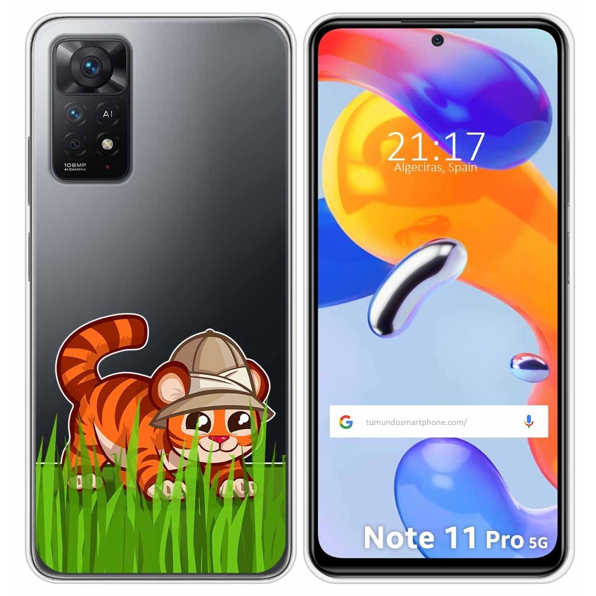 Funda Silicona Transparente para Xiaomi Redmi Note 11 Pro / 11 Pro 5G diseño Tigre Dibujos