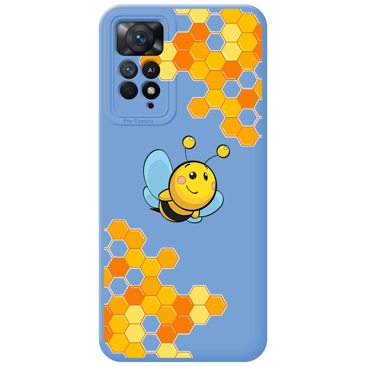 Funda Silicona Líquida Azul para Xiaomi Redmi Note 11 Pro / 11 Pro 5G diseño Abeja Dibujos