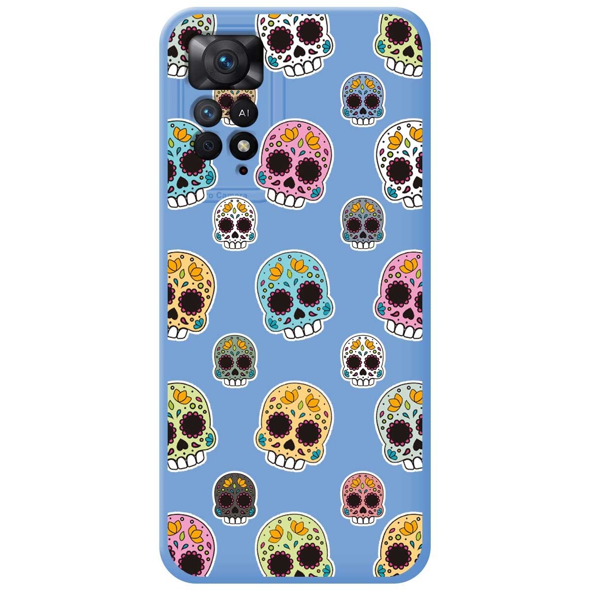 Funda Silicona Líquida Azul para Xiaomi Redmi Note 11 Pro / 11 Pro 5G diseño Catrina Dibujos