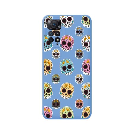 Funda Silicona Líquida Azul para Xiaomi Redmi Note 11 Pro / 11 Pro 5G diseño Catrina Dibujos