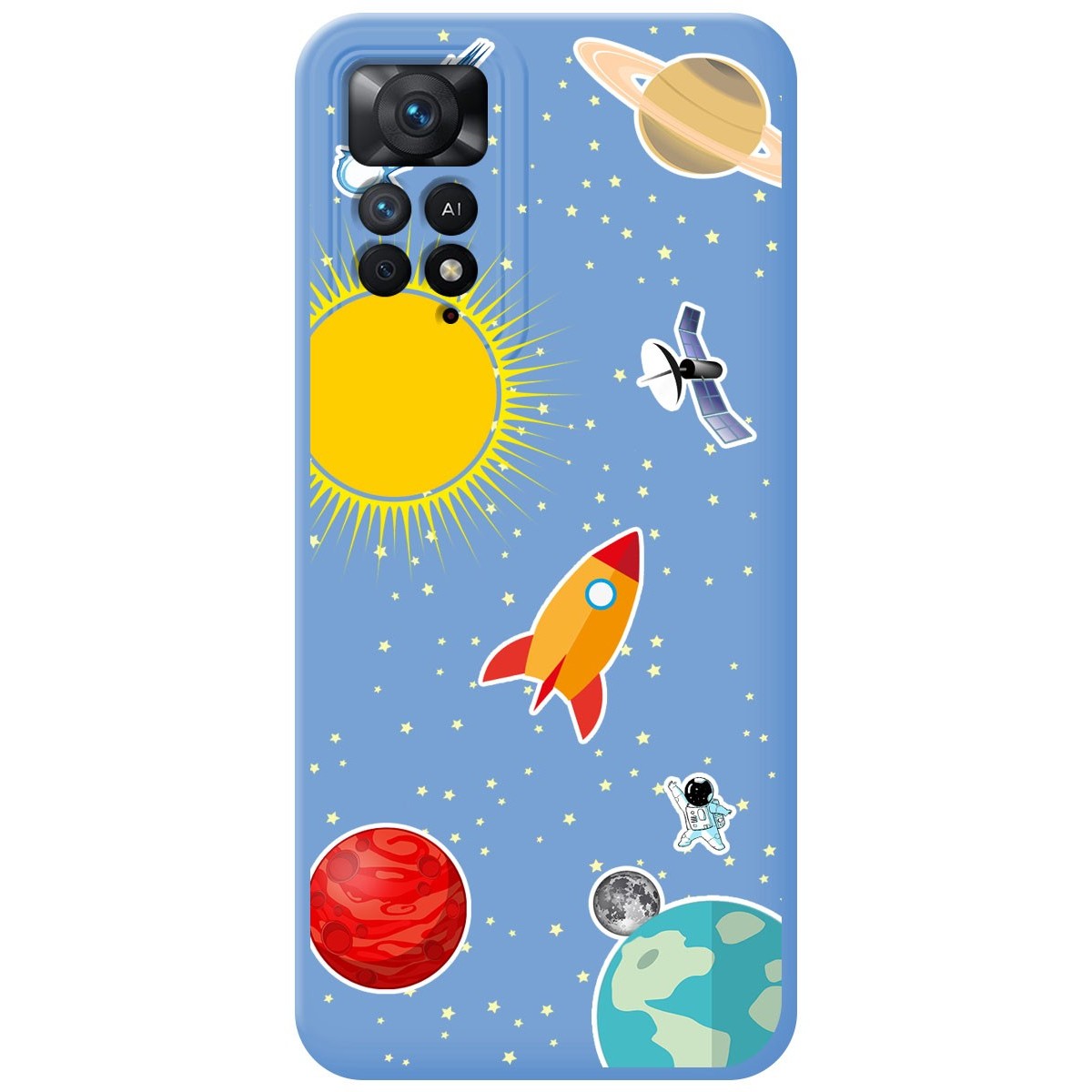 Funda Silicona Líquida Azul para Xiaomi Redmi Note 11 Pro / 11 Pro 5G diseño Espacio Dibujos