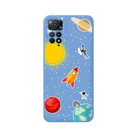 Funda Silicona Líquida Azul para Xiaomi Redmi Note 11 Pro / 11 Pro 5G diseño Espacio Dibujos