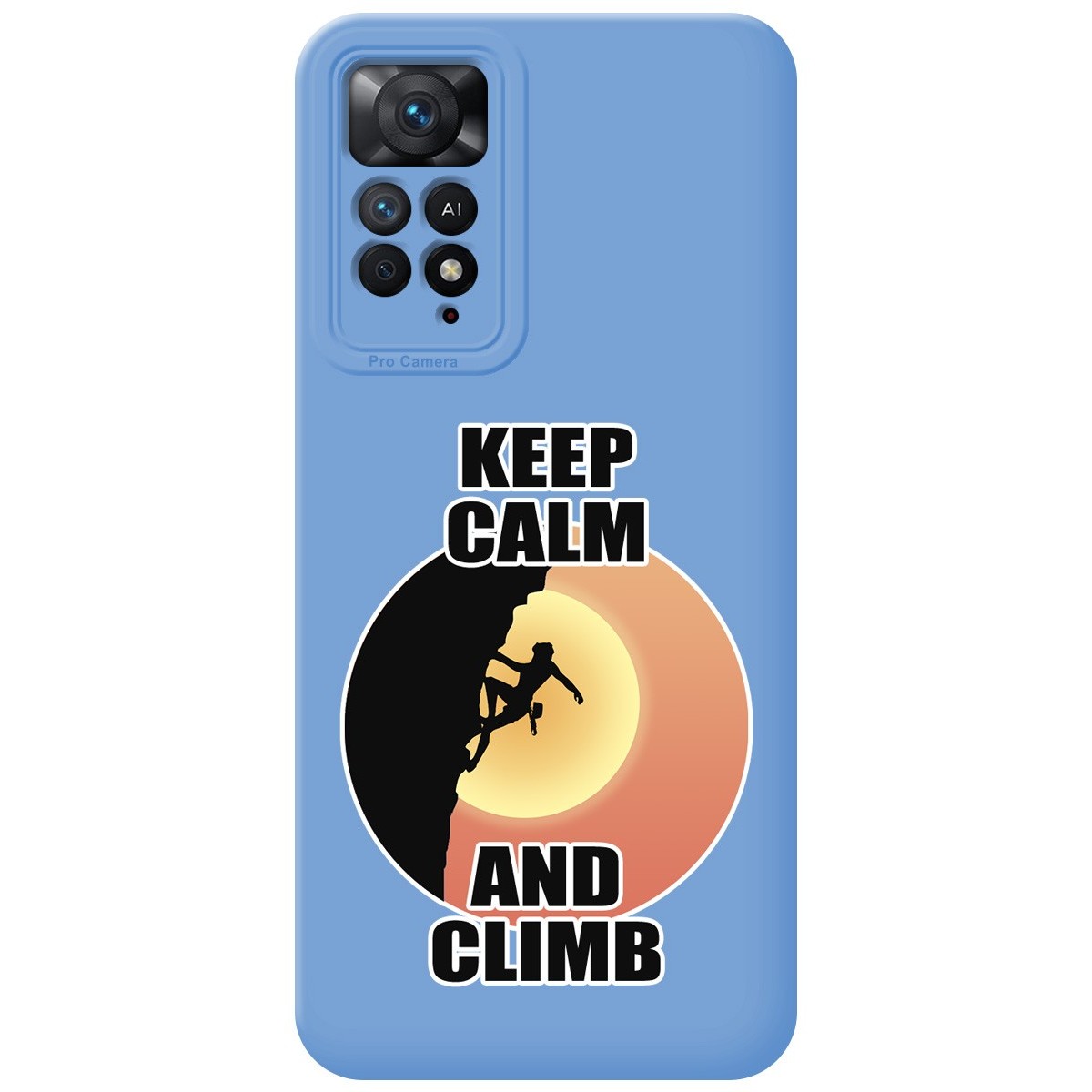 Funda Silicona Líquida Azul para Xiaomi Redmi Note 11 Pro / 11 Pro 5G diseño Mujer Escalada Dibujos