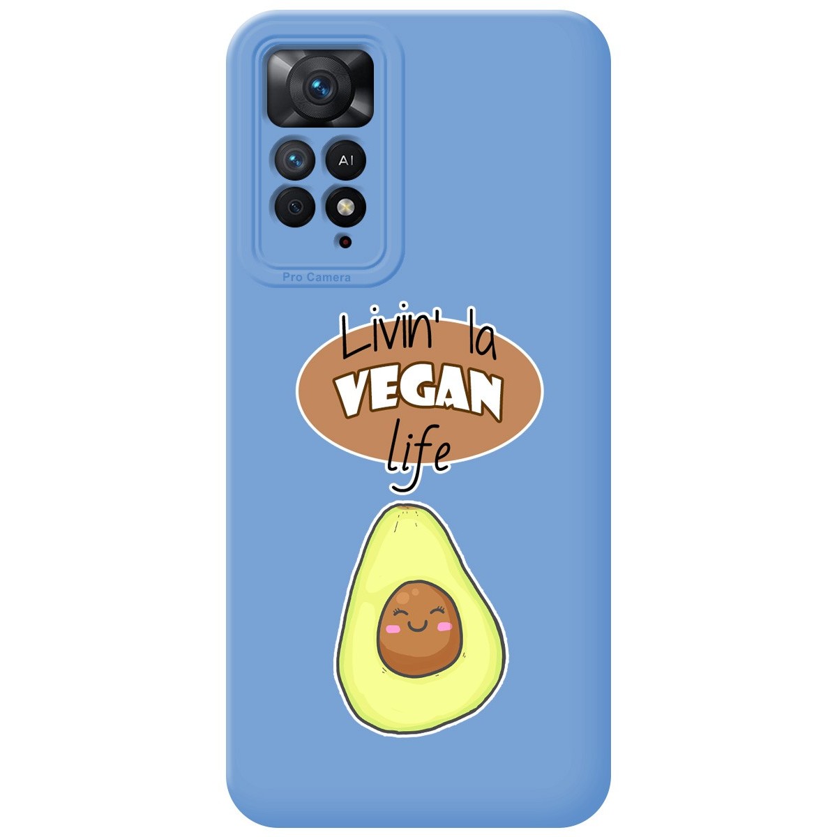 Funda Silicona Líquida Azul para Xiaomi Redmi Note 11 Pro / 11 Pro 5G diseño Vegan Life Dibujos
