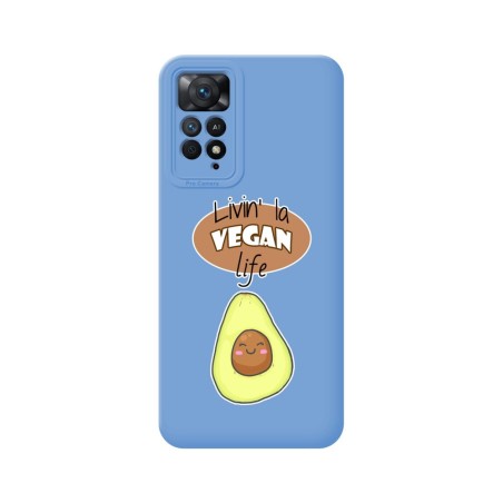 Funda Silicona Líquida Azul para Xiaomi Redmi Note 11 Pro / 11 Pro 5G diseño Vegan Life Dibujos