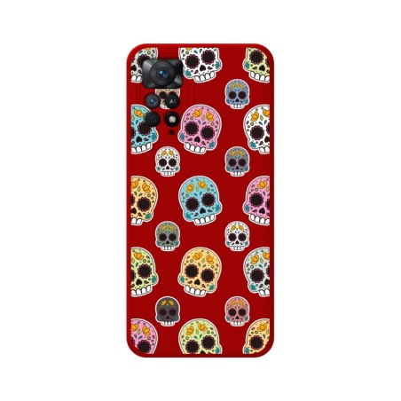Funda Silicona Líquida Roja para Xiaomi Redmi Note 11 Pro / 11 Pro 5G diseño Catrina Dibujos