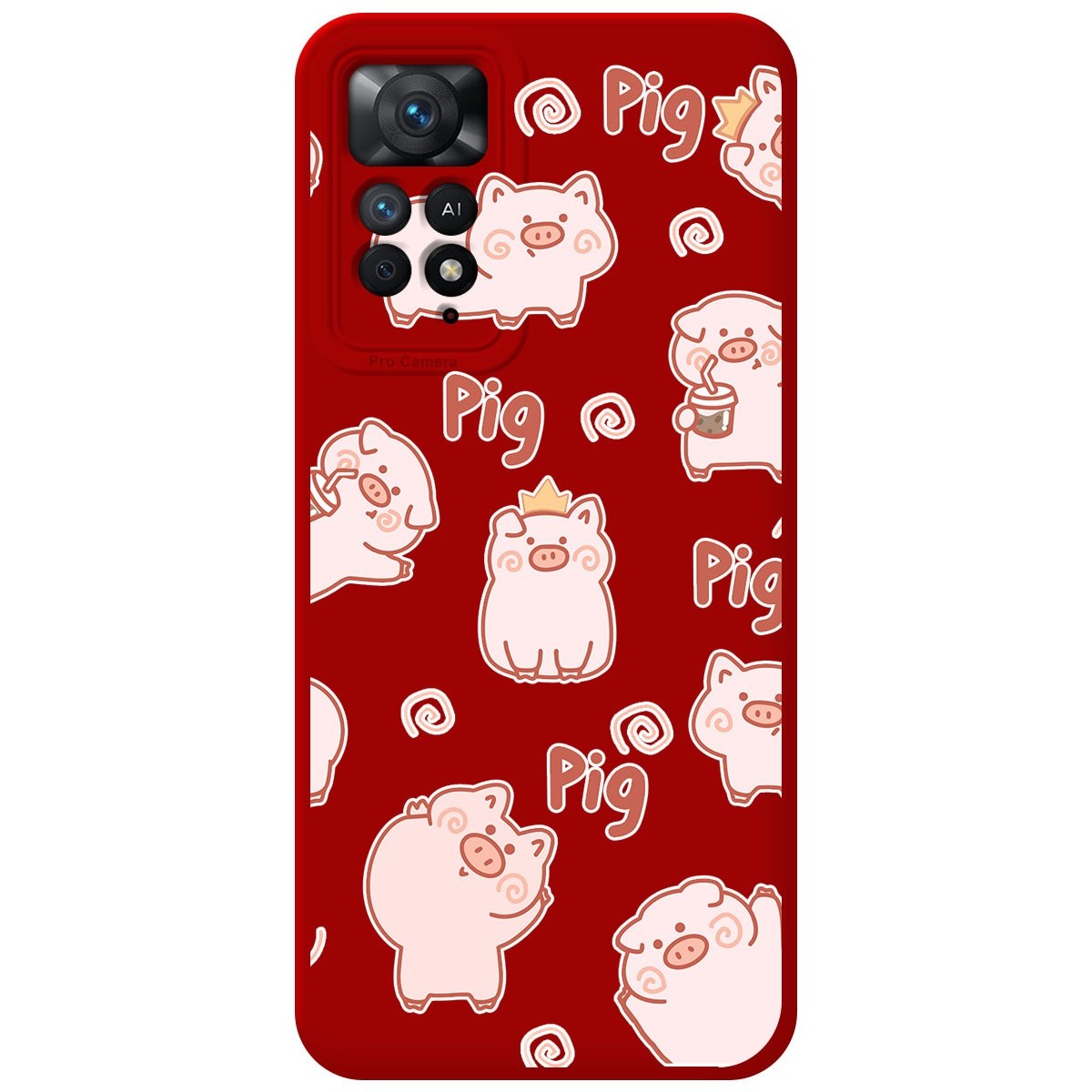Funda Silicona Líquida Roja para Xiaomi Redmi Note 11 Pro / 11 Pro 5G diseño Cerdos Dibujos
