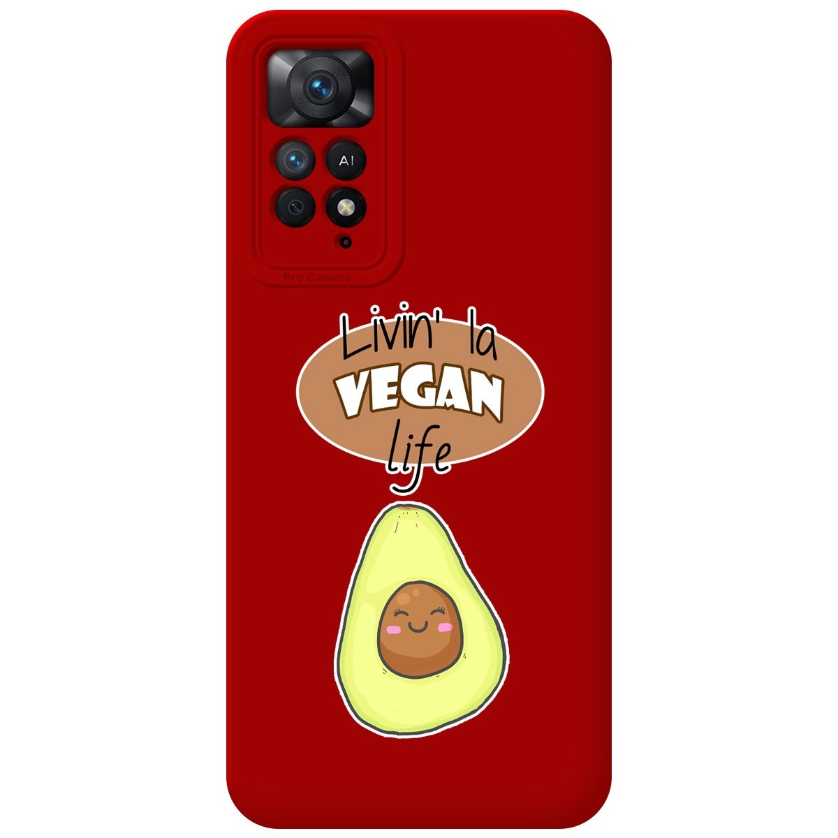 Funda Silicona Líquida Roja para Xiaomi Redmi Note 11 Pro / 11 Pro 5G diseño Vegan Life Dibujos