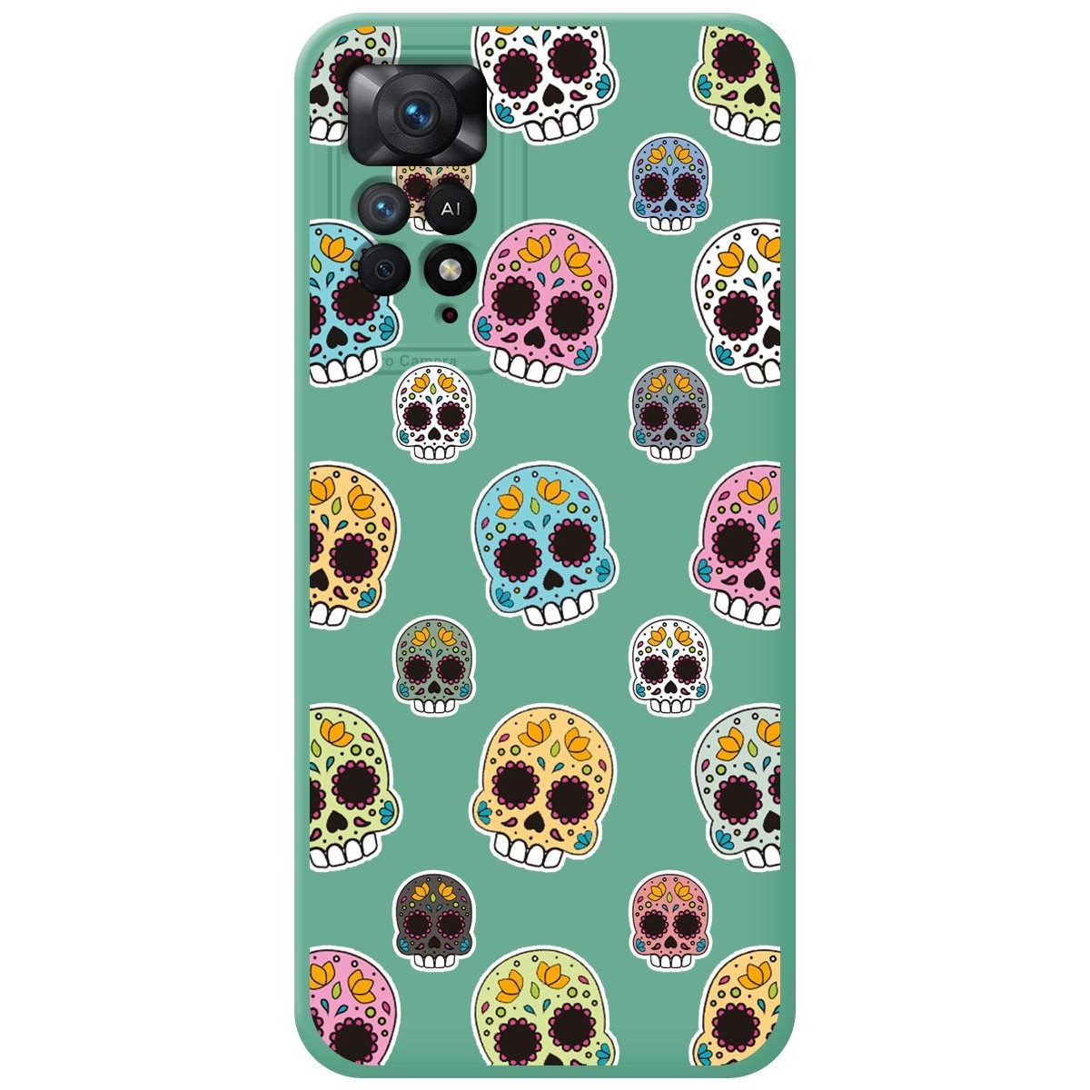Funda Silicona Líquida Verde para Xiaomi Redmi Note 11 Pro / 11 Pro 5G diseño Catrina Dibujos