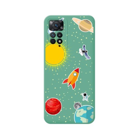 Funda Silicona Líquida Verde para Xiaomi Redmi Note 11 Pro / 11 Pro 5G diseño Espacio Dibujos