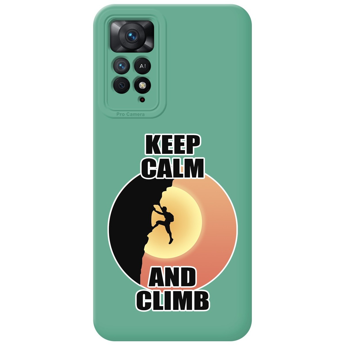 Funda Silicona Líquida Verde para Xiaomi Redmi Note 11 Pro / 11 Pro 5G diseño Hombre Escalada Dibujos