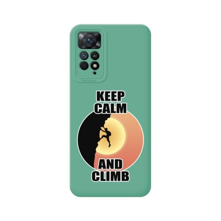 Funda Silicona Líquida Verde para Xiaomi Redmi Note 11 Pro / 11 Pro 5G diseño Hombre Escalada Dibujos
