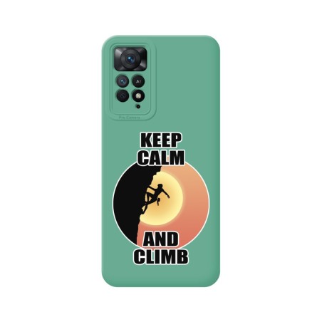 Funda Silicona Líquida Verde para Xiaomi Redmi Note 11 Pro / 11 Pro 5G diseño Mujer Escalada Dibujos