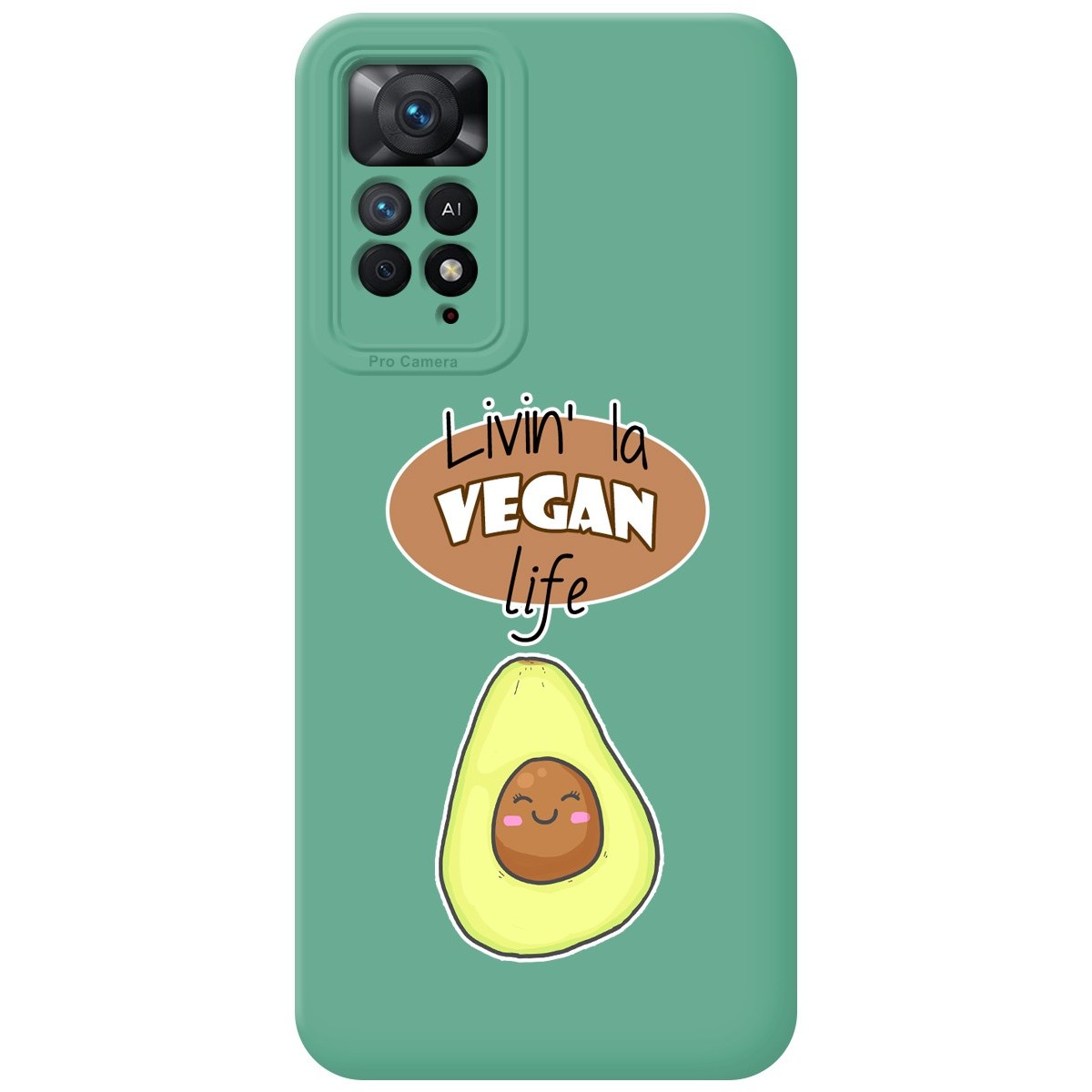 Funda Silicona Líquida Verde para Xiaomi Redmi Note 11 Pro / 11 Pro 5G diseño Vegan Life Dibujos
