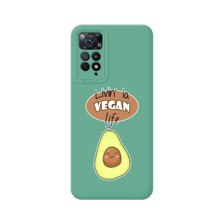 Funda Silicona Líquida Verde para Xiaomi Redmi Note 11 Pro / 11 Pro 5G diseño Vegan Life Dibujos