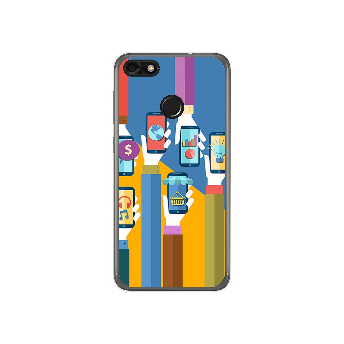 Funda Gel Tpu para Huawei Y6 Pro 2017 / P9 Lite Mini Diseño Apps Dibujos