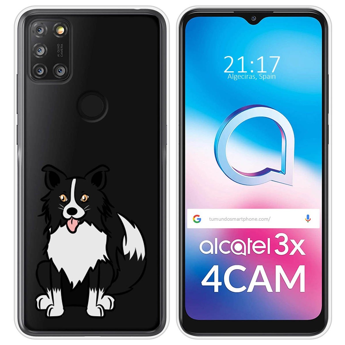 Funda Silicona Transparente para Alcatel 3X 4CAM diseño Perros 01 Dibujos